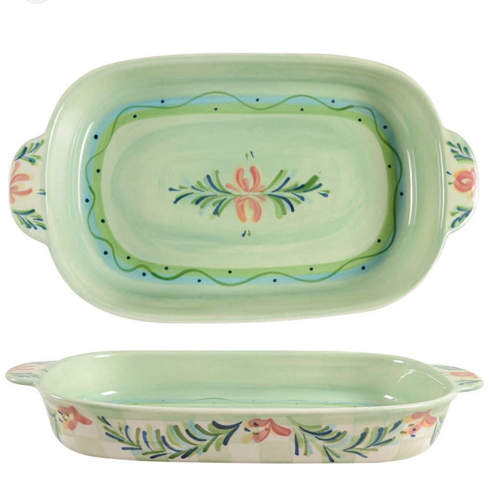 Southern Living Gail Pittman 16” Provence Green Pink Floral Baking Dish Dining